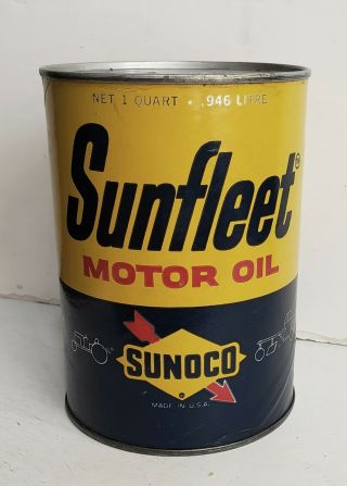 Vintage Sunoco Sunfleet 1 Qt.  Motor Oil Can