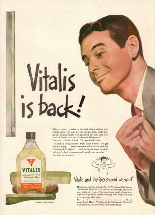 1946 Vintage Haircare Ad Vitalis Is Back After 2 War Years Absence 060919