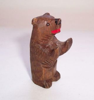 Antique/vintage Black Forest Wooden Bear Figure Hand Carved Wood Animal Ornament