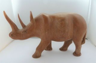 Very Large - Vintage - Hand Carved - Wooden Rhino 11 " X 6 " - A Heavy 1040 Grams