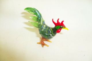 Blown Glass Rooster Figurine