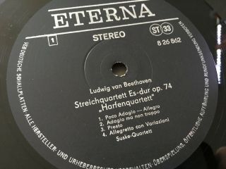 ETERNA SUSKE QUARTET Beethoven String Quartets Op.  74,  Op.  95 ED1 STEREO BS 826862 2