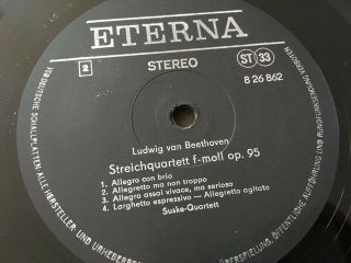 ETERNA SUSKE QUARTET Beethoven String Quartets Op.  74,  Op.  95 ED1 STEREO BS 826862 3