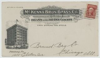 Mr Fancy Cancel 2c Illustrated Ad Cover Mckenna Bros Brass Co Pittsburg Pa 1897