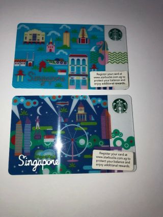 Starbucks Singapore City Gift Cards “day&night” Pre - Owned