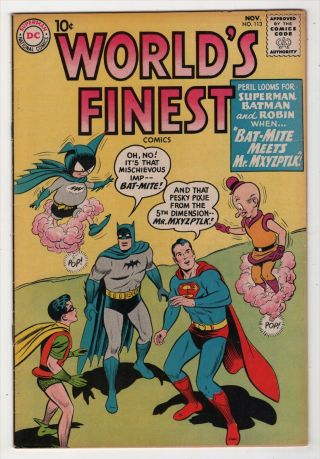 Worlds Finest 113 Bat - Mite/mr.  Mxyzptlk 1st Team - Up 1960 Dc Superman,  Batman