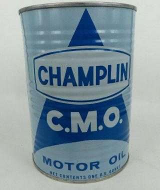 Nos Champlin Cmo Full Motor Oil Quart Can Tin Canco Enid Oklahoma Usa