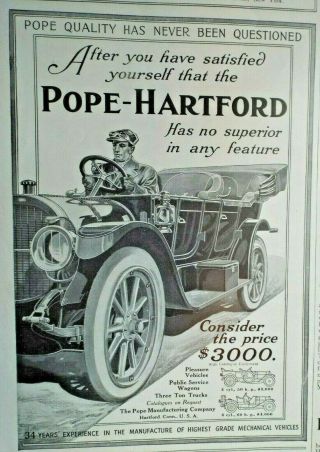 1912 Pope Hartford Touring Car = Ad Oct.  1911 Issue Of Country Life In America