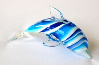 Multi - Blue Layered Glass Dolphin - Gift Idea