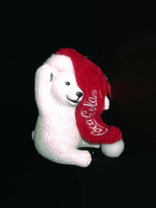Coca - Cola Kurt S Adler Polar Bear Cub in Santa Hat Holiday Christmas Ornament 2