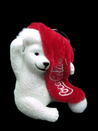 Coca - Cola Kurt S Adler Polar Bear Cub in Santa Hat Holiday Christmas Ornament 3