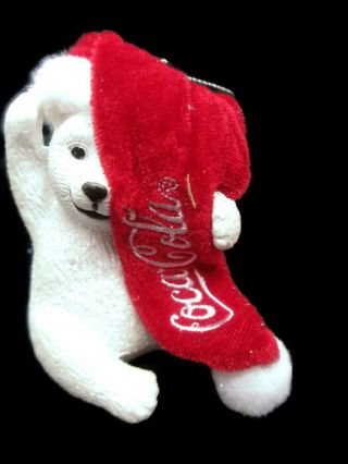 Coca - Cola Kurt S Adler Polar Bear Cub in Santa Hat Holiday Christmas Ornament 4
