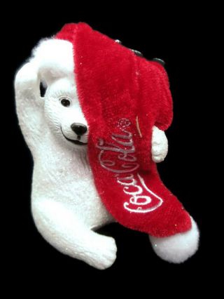 Coca - Cola Kurt S Adler Polar Bear Cub in Santa Hat Holiday Christmas Ornament 5
