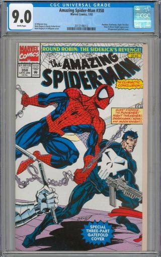 Spider - Man 358 Cgc 9.  0 Vf/nm Punisher Appearance White Pages