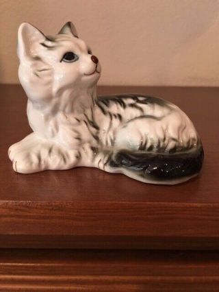 Vintage Fine Bone China Persian Cat Figurine Made In Taiwan Sticker