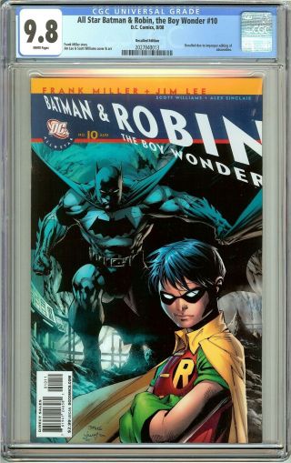 All Star Batman & Robin 10 Cgc 9.  8 White Pages 2027840013 Recalled