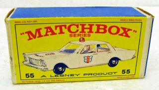 Ford Galaxie Police Car Matchbox 55 England Only Empty Box Nm
