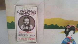 Antique Grandma ' s Comfort Green Tea Box - MADE IN JAPAN - Haserot Co.  Importers 7
