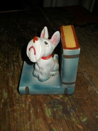Single Vintage Cute White Scottie Terrier Dog Book End Made In Japan