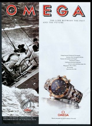 1996 Omega Seamaster Professional Chronograph Dive Watch Photo Vintage Print Ad