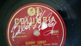 Signed Billie Holiday 78 RPM Columbia 38044 Gloomy Sunday/Night & Day 1947 G, 4