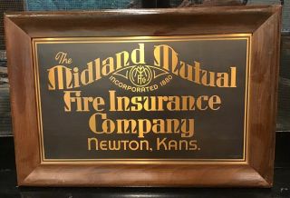 Vintage Midland Mutual Fire Insurance Newton,  Kansas Metal Sign