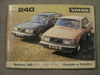 French Book Brochure Volvo Serie 240 Modeles 1980 Conduite Et Entretien
