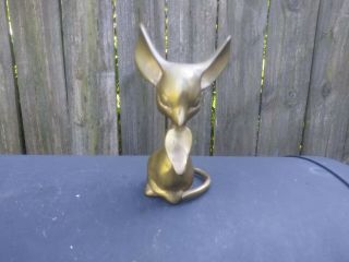 Brass Mouse Figurine,  Big Ears,  5 " Tall