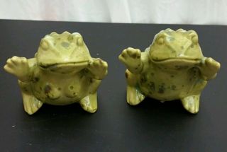 Vintage Ceramic Handpainted Kissing Horny Toad Frogs By Martha Kries