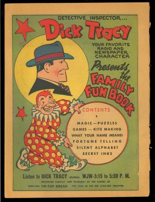 Dick Tracy Presents The Family Fun Book Nn Giveaway Comic 1940 Gd