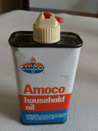 Vintage Amoco Handy Household Oil Empty Metal 4 Oz.  Can