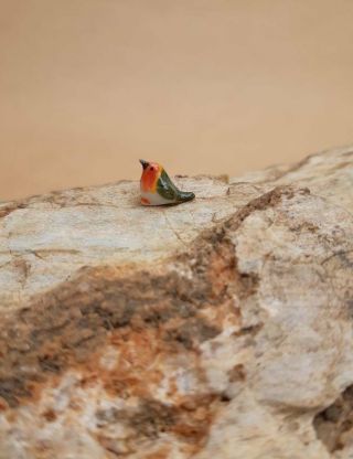 Tiny Baby Robin Sparrow Bird Ceramic Figurine Miniature Handmade Adorable Bird
