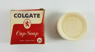 Vintage Colgate Shaving Cup Soap Box Vintage Advertisement Made In Usa 1.  25 Oz