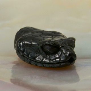 Snake Head Bead Buffalo Horn Art Carving For Bracelet Or Necklace Handmade 2.  24g