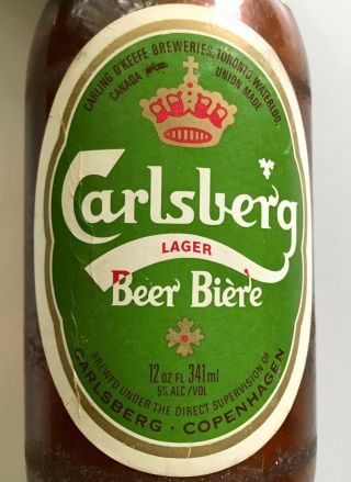 Vtg Carlsberg Lager Stubby Beer Bottle 12oz Brown Carling O 
