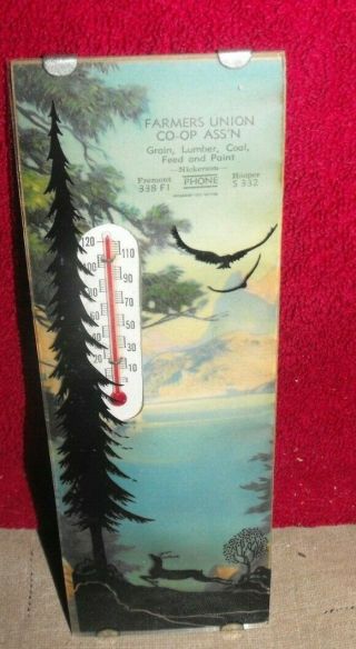 Vintage Silhouette Picture Advertising Thermometer Nickerson Hooper Nebraska