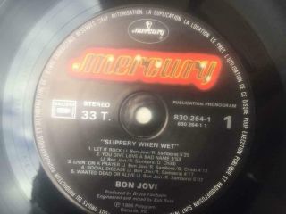Bon Jovi Slippery When Wet vinyl LP record 1986 Polygram 830 264 Ex, 5