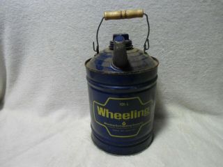 Vintage Wheeling Corrugating Co.  Kerosene Oil Gasoline 1 Gallon Can 101 - L
