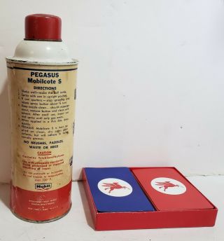Vintage Mobil Oil Pegasus Mobilcote S Spray Can & Playing Cards 2