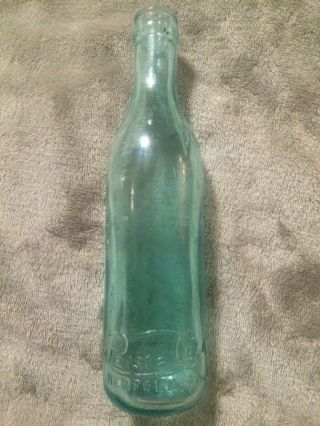 Straight Sided Pepsi=cola Soda Bottle Norfolk,  Va.  Virginia Heel Script Aqua