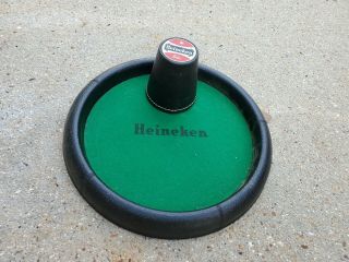 Vintage Heineken Leather Dice Cup And Dice Game Board