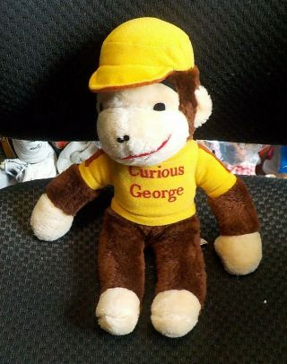 Knickerbocker Vtg Curious George Plush 14 " Figure Yellow Hat/sweater