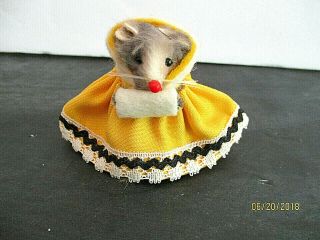Vintage,  Small Mouse From " The Little Mouse Factory.  " Winter Lady Mouse W/ Muff