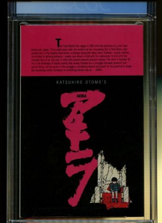 Akira 1 CGC 9.  6 | 1988 | 1st American App of Kaneda & Tetsuo.  1st Color Print. 3