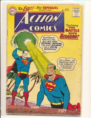 Action Comics 254 - 1st Meeting Of Superman & Bizarro G/vg Cond.