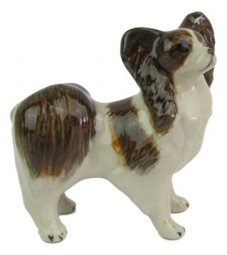 Miniature Ceramic Papillon Standing Dog Figurine Approx 6cm X 6cm