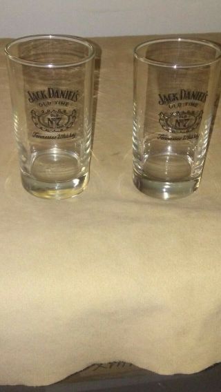 2 Vintage Jack Daniels Old Time No.  7 Drink Glasses Tennessee Whiskey