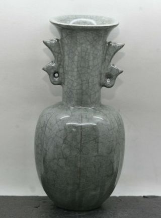 Lovely Antique Chinese Jun Yao 钧窑 Grey Crackle Glaze Melon Porcelain Vase