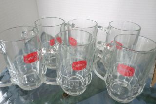 Vintage 6 Watneys Red Barrel Beer Mugs 8oz (ravenhead Glass) England (rare)