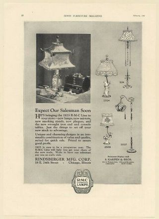 1925 R - M - C Lamps 2504 1534 2509 5007 Rindsberger Mfg Corp Print Ad